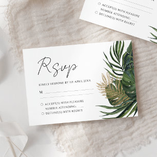 Botanischer Sommer-Boho-Hochzeit im tropischen Grü RSVP Karte