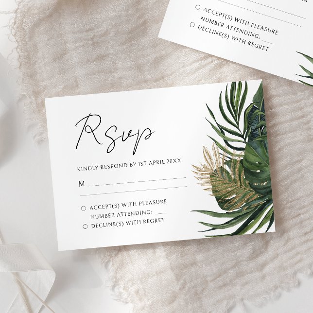 Botanischer Sommer-Boho-Hochzeit im tropischen Grü RSVP Karte (Von Creator hochgeladen)