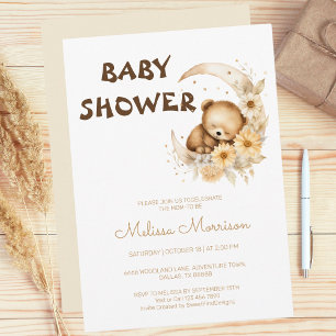Botanischer Sommer Willy Happy Bear Baby Boy Dusch Einladung