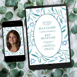 Botanischer Stern-Bar Bat Mitzvah-Foto Einladung