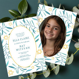 Botanischer Stern-Bar Bat Mitzvah-Foto Einladung