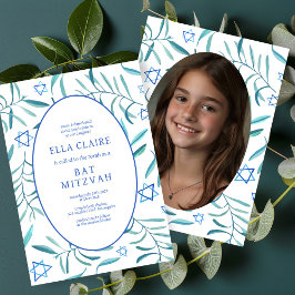 Botanischer Stern-Bar Bat Mitzvah-Foto Einladung