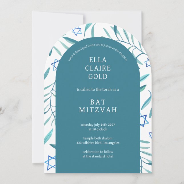 Botanischer Stern von David Bar Bat Mitzvah Einladung (Vorderseite)