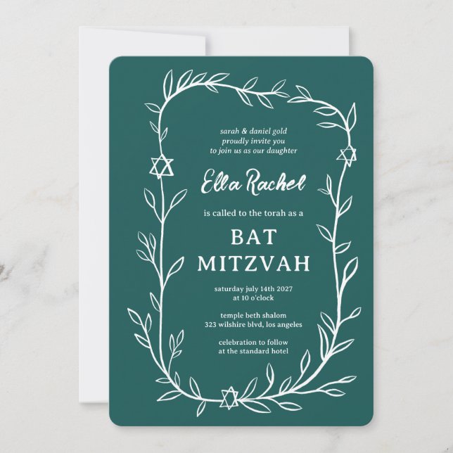 Botanischer Stern von David Bar Bat Mitzvah Einladung (Vorderseite)