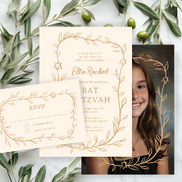 Botanischer Stern von David Bar Bat Mitzvah RSVP Karte