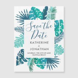 Botanischer Strand tropisch speichern Sie das Date Magnetkarte