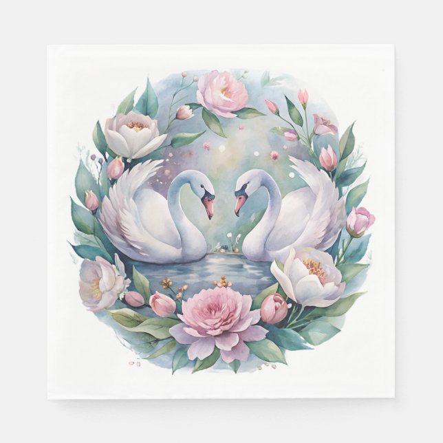 Botanischer Swan Napkins Serviette (Vorderseite)