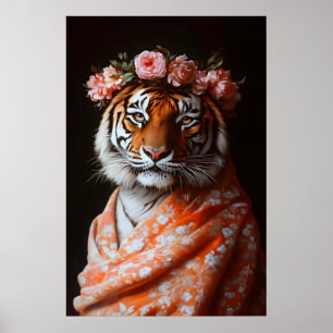 Botanischer Tiger-Kunstprint, verändertes Tier Poster