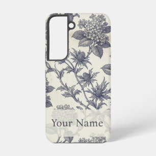 Botanischer Toile-Stoff   Hortensie & Stranddistel Samsung Galaxy Hülle