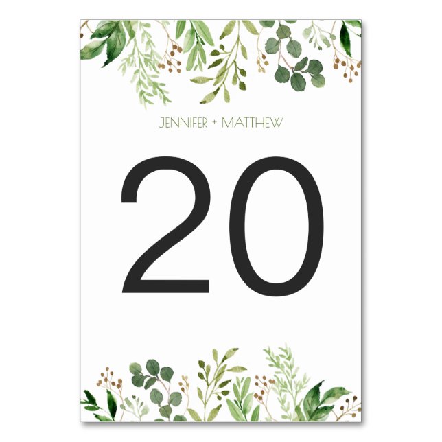 Botanischer Traum Rustikale Grüntafeln Tischnummer (Vorderseite)