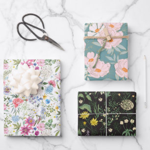 Botanischer Traum-Trio 3 Geschenkpapier Set