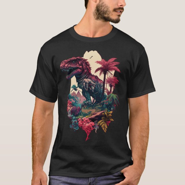 Botanischer Tropischer Drache Dinosaur Prähistoris T-Shirt (Vorderseite)