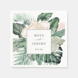 Botanischer tropischer Strand mit Flora und Fauna  Serviette