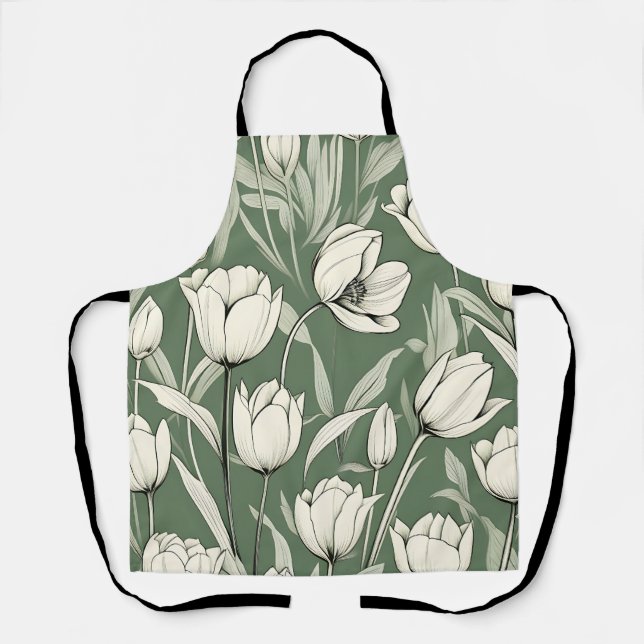 Botanischer Tulip auf dem Bildschirm grün Schürze (Vorderseite)