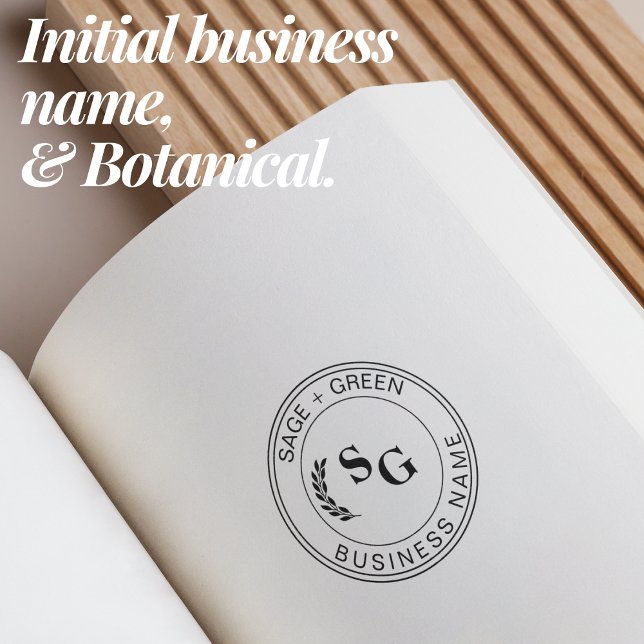 Botanischer Verlass der ersten Monogram-Geschäftsr Permastempel (Initials Business Name Promotional Botanical Leave Self-inking Stamp)