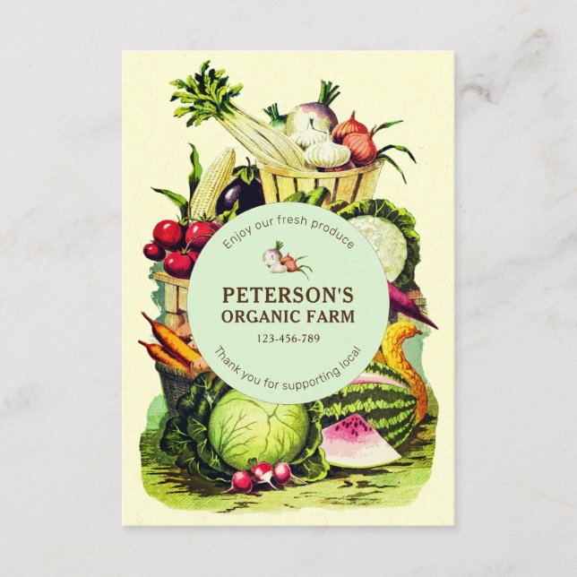 Botanischer Vintager lokaler pflanzlicher Bauer Begleitkarte (Vorderseite)