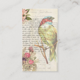 Botanischer Vintager Vogel-Decoupage Visitenkarte
