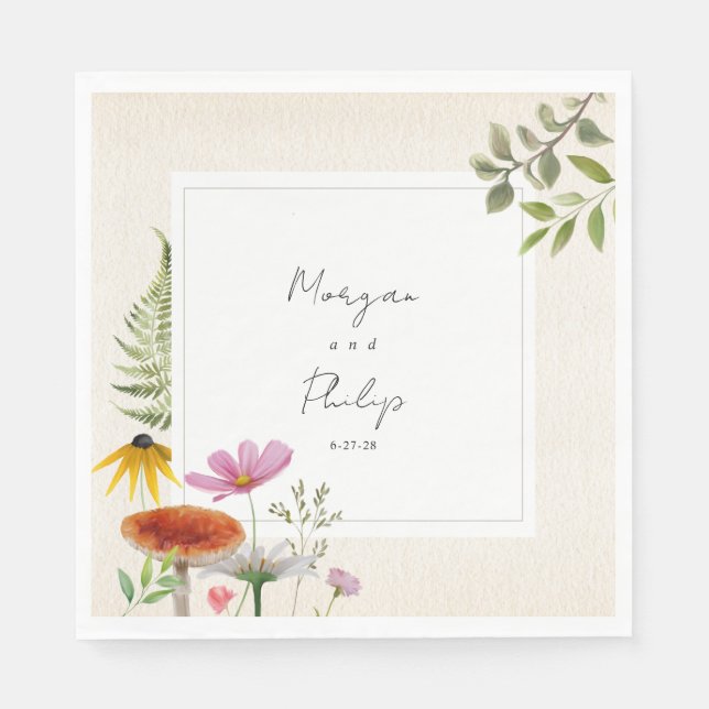 Botanischer Wald Hochzeit Napkins Serviette (Vorderseite)