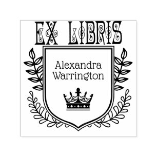 Botanischer Wappen-Krone #2 Ex Libris Buchtitel Permastempel