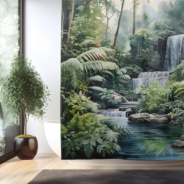 Botanischer Wasserfall Oase Duschvorhang (Von Creator hochgeladen)