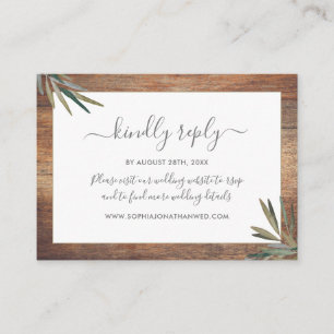 Botanischer Watercolor-hölzernes Hochzeits-Website Begleitkarte