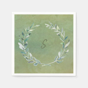Botanischer Watercolor verlässt grünes mit Serviette