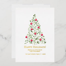 Botanischer Weihnachtsbaum - Familie Gold Folien Feiertagskarte