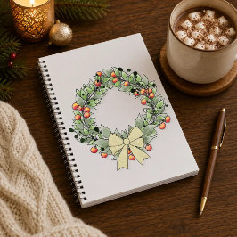 Botanischer Weihnachtskranz Hardcover-Journal Notizbuch