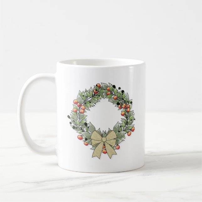 Botanischer Weihnachtskranz Kaffeetasse (Links)