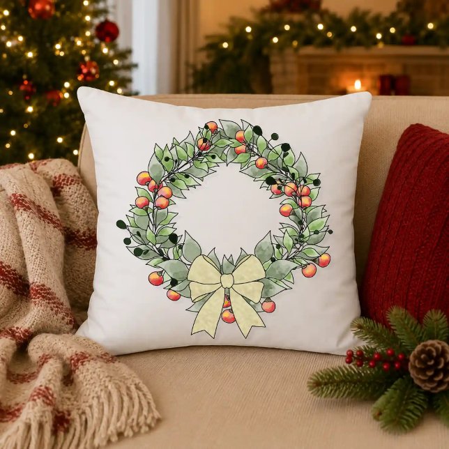 Botanischer Weihnachtskranz Kissen (Von Creator hochgeladen)