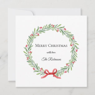 Botanischer Weihnachtskranz moderne Schrift Feiertagskarte