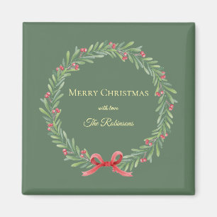 Botanischer Weihnachtskranz moderne Schrift Magnet