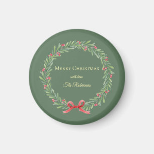 Botanischer Weihnachtskranz moderne Schrift Magnet