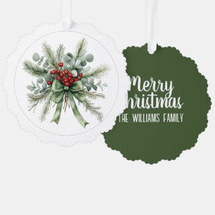 Botanischer Weihnachtskranz Ornament Karte