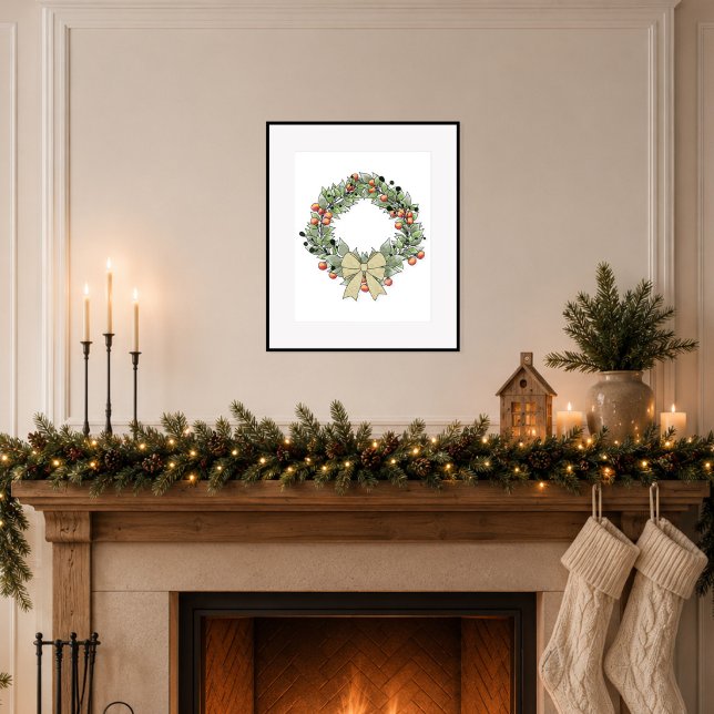 Botanischer Weihnachtskranz Poster (Bring quiet holiday charm to your home.)