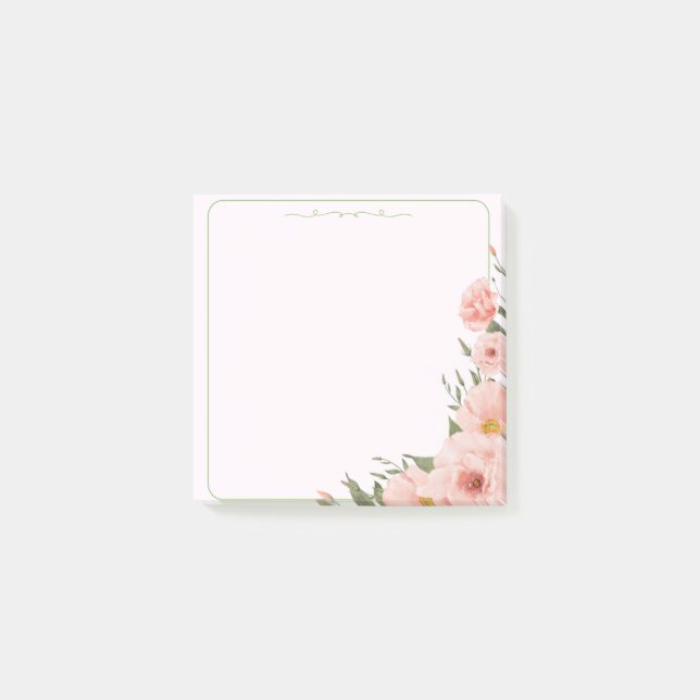 Botanischer Whisper- Blush & Green Post-it Klebezettel (Vorderseite)