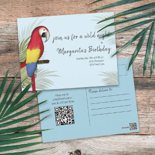 Botanischer wilder Geburtstagsvogel QR-Code Social Postkarte