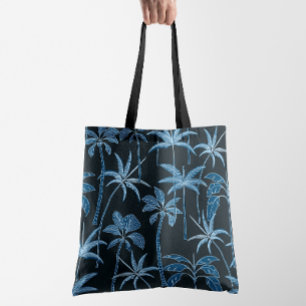 Botanischer Wind: Handillustrierte Palme Navyblau