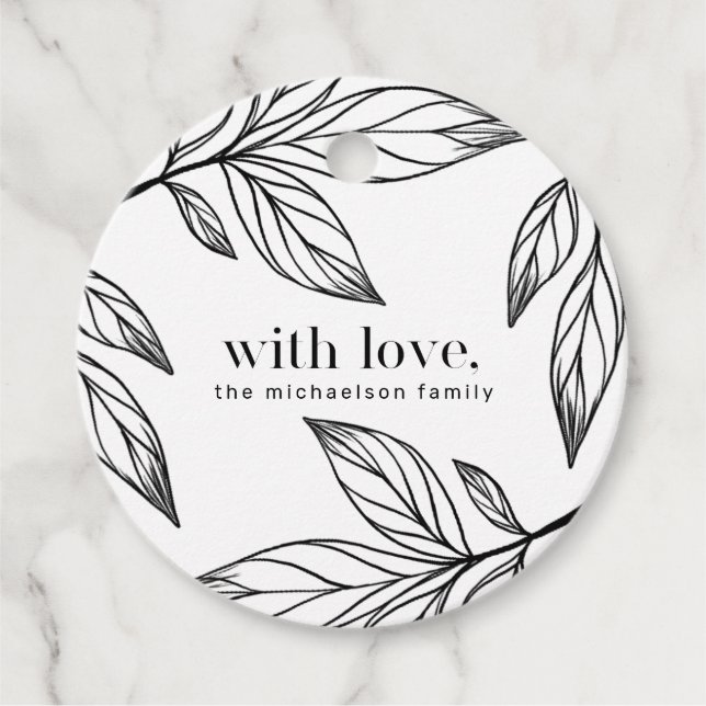 Botanischer Winter mit Liebe und Name Urlaub Geschenkanhänger (Vorderseite)