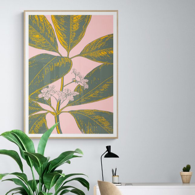 Botanischer Zeichn an der Frontseite Rosa und Grün Poster (Von Creator hochgeladen)