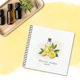 Botanischer Zitrus Lemon Essential Oils Aquarell Notizbuch
