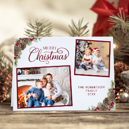 Botanisches 2-Foto Weihnachten Wasserfarbe Elegant