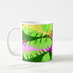 BOTANISCHES ABSTRACT BANANENBLÄTTER KAFFEETASSE