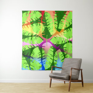 BOTANISCHES ABSTRACT BANANENBLÄTTER  WANDTEPPICH