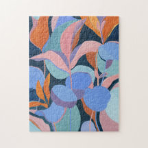 Botanisches abstrakte Aquarell-Kunst-Puzzle