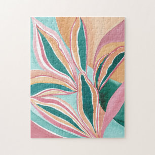 Botanisches abstrakte Aquarell-Kunst-Puzzle Puzzle