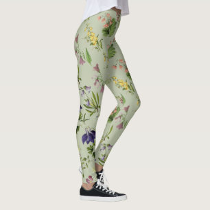 Botanisches alpines Blumen ganz über Druck Legging Leggings