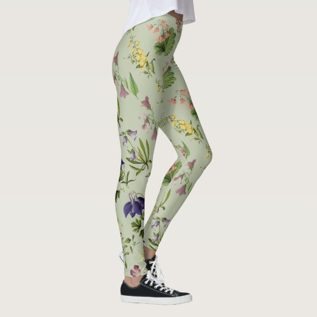 Botanisches alpines Blumen ganz über Druck Legging Leggings (Rechts)