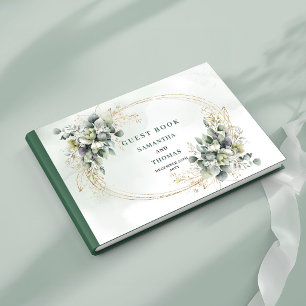 Botanisches Aquarell Grün Gold Hochzeitsgästebuch Gästebuch