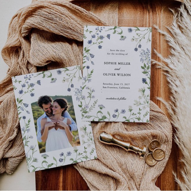 Botanisches Aquarell-Save the Date - Option Foto Save The Date (Von Creator hochgeladen)